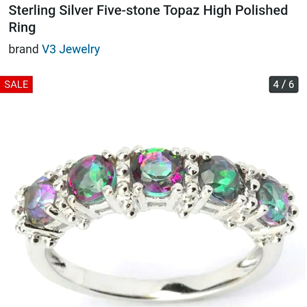 New Amazing 5 Stone Mystic Topaz Silver Ring. - Picture 1 of 3